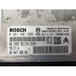 ECU BOSCH MEV17.4 0261201505 PEUGEOT 207 1.6i 16V 88KW 120HP 9664738680 / SW 1037391695 - WITH DISABLED IMMOBILIZER