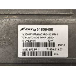 ECU MOTOR MAGNETI MARELLI MJD 6F3.P7 7160001907 FIAT 51806498 HW03P