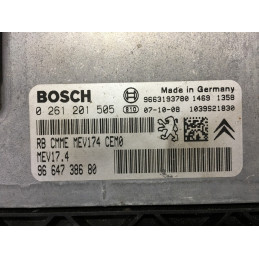 ECU BOSCH MEV17.4 0261201505 PEUGEOT 207 1.6i 16V 88KW 120CV 9664738680 / SW 1037391695 - CON INMOVILIZADOR ANULADO