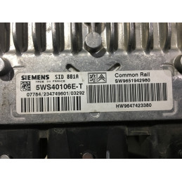 ECU MOTOR SIEMENS SID 801A 5WS40106E-T PSA HW 9647423380 SW 9651942980