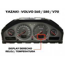 DISPLAY DIS4612 DERECHO TEMPERATURA / RELOJ CUADRO YAZAKI VOLVO S60 / S80 / V70 - ORIGINAL REACONDICIONADO