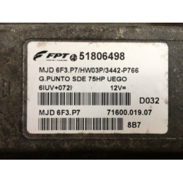 ECU MOTOR MAGNETI MARELLI MJD 6F3.P7 71600.019.07 FIAT 51806498 HW03P