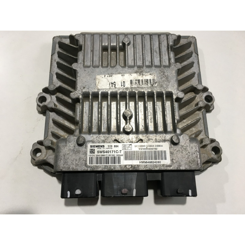 ECU MOTOR SIEMENS SID804 5WS40171C-T PSA HW 9648624280 SW 9655939780 - CON INMOVILIZADOR ANULADO (INMO / IMMO OFF)