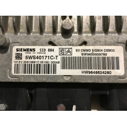 ECU MOTOR SIEMENS SID804 5WS40171C-T PSA HW 9648624280 SW 9655939780 - CON INMOVILIZADOR ANULADO (INMO / IMMO OFF)