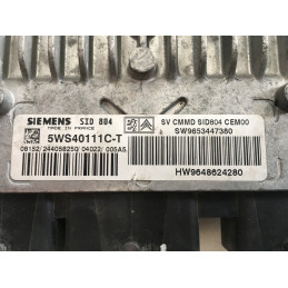 ECU MOTOR SIEMENS SID 804 5WS40111C-T PSA HW 9648624280 SW 9653447380 - CON INMOVILIZADOR ANULADO (INMO / IMMO OFF)