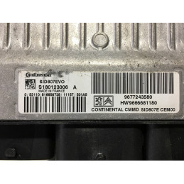 ECU MOTOR CONTINENTAL SID807EVO S180123006A PSA HW 9666681180 SW 9677243580