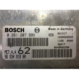 ECU MOTOR BOSCH ME7.4.4 0261207999 PSA 9653491880 - CON INMOVILIZADOR ANULADO (INMO / IMMO OFF)