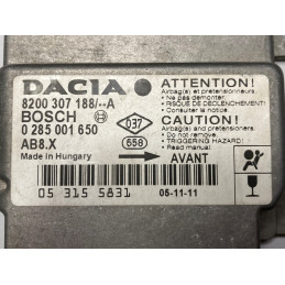 AIRBAG ECU BOSCH AB8.0 0285001650 DACIA / RENAULT 8200307188--A