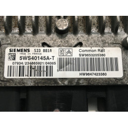 ECU MOTOR SIEMENS SID 801A 5WS40145A-T PSA HW 9647423380 SW 9653205380