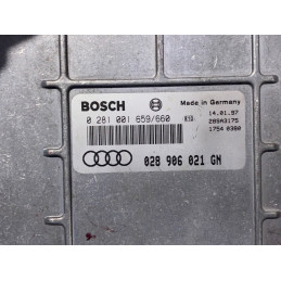 ECU MOTOR BOSCH EDCMSA15.5-7.21 0281001659/660 AUDI A4 I (8D) 1.9 TDI 81KW 110CV 028906021GN - CON INMOVILIZADOR ANULADO