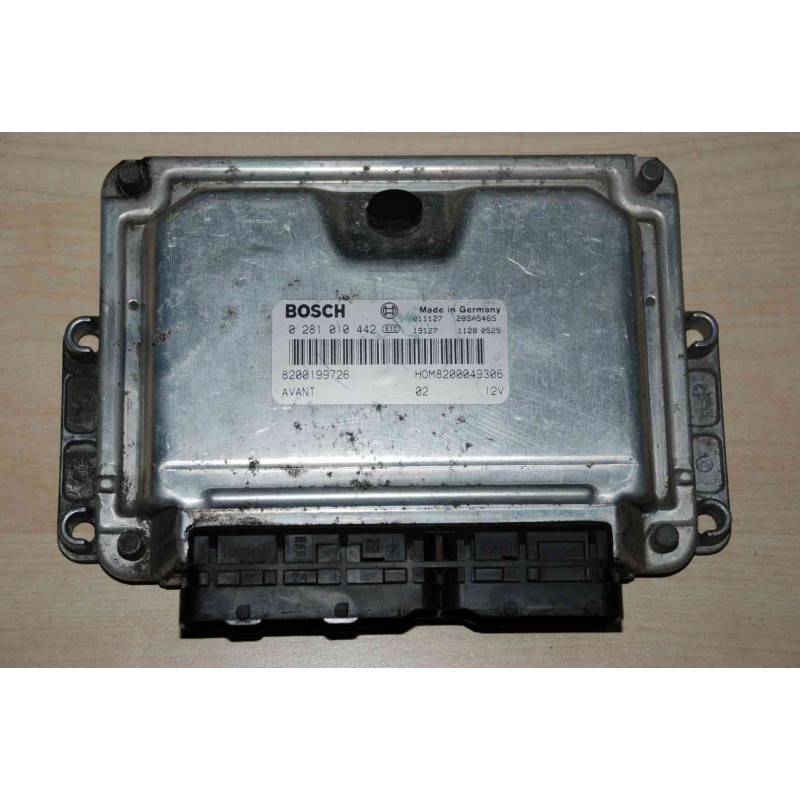 ECU BOSCH EDC15VM+2.V4 0281010442 RENAULT MEGANE SCENIC I 1.9 DTI 59KW 80CV HOM8200049306 8200199726 - VIRGEN AUTOCODIFICABLE