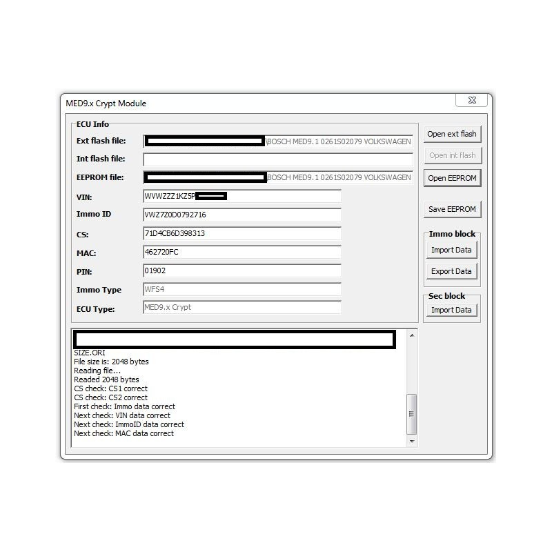 MED9.1.x CRYPTO MODULE FOR VAG IMMO WFS4 / WFS5 CALCULATOR