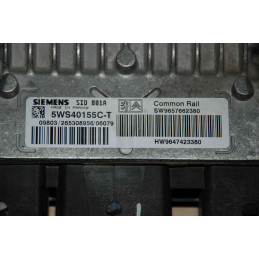 ECU MOTOR SIEMENS SID 801A 5WS40155C-T PSA HW 9647423380 SW 9657662380 - CON INMOVILIZADOR ANULADO (INMO / IMMO OFF)