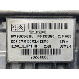 ECU DELPHI DCM3.4 28147602 R0413C009C PEUGEOT 407 / CITROEN C5 2.0 HDI 100KW 136HP HW 9663548180 SW 9665843380