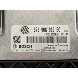 ECU BOSCH EDC16U31-4.51 0281014893 VW TRANSPORTER 2.5 TDI 130CV 070906016EC / SW 2539 - 1037394114 - CON INMOVILIZADOR ANULADO