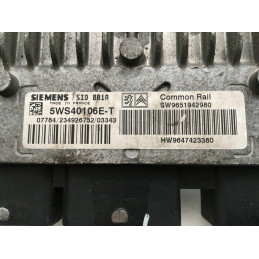 ECU MOTOR SIEMENS SID 801A 5WS40106E-T PSA HW 9647423380 SW 9651942980