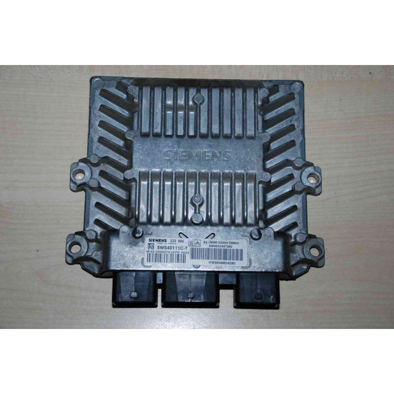 ECU MOTOR SIEMENS SID 804 5WS40111C-T PSA HW 9648624280 SW 9653447380 - CON INMOVILIZADOR ANULADO (INMO / IMMO OFF)