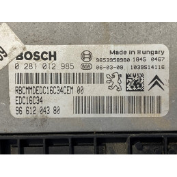 ECU MOTOR BOSCH EDC16C34-4.11 0281012985 PSA 9661204380