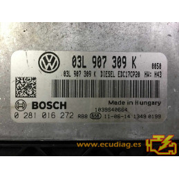 ECU MOTOR BOSCH EDC17CP20-2.7 0281016272 VOLKSWAGEN T5 03L907309K 03L907309M 03L906019DG 9132