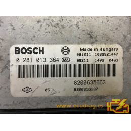 ECU MOTOR BOSCH EDC16C36-3.2 0281013364 RENAULT G. SCENIC II 1.9 DCI 96KW 130CV 8200635663 8200833387 - VIRGEN AUTOCODIFICABLE