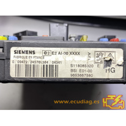 BSI E01-00 SIEMENS S118085320E CITROEN XSARA PICASSO I (N68) 9653667580 HG - SW 9661543180 / 03.16 / 0316 - VIRGEN