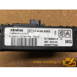 BSI E02-00 SIEMENS S118085210G PEUGEOT 206 I (T1) 9646777380 MG - SW 9648956880 / 1A.00 / 1A00 - VIRGEN