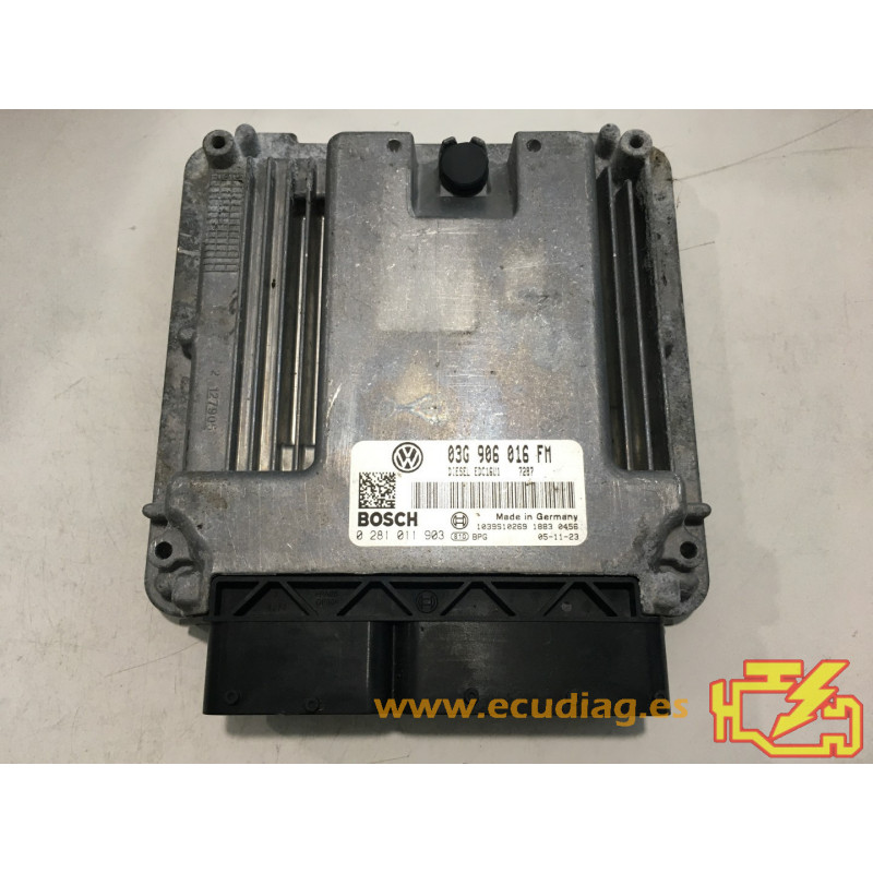 ECU BOSCH EDC16U1-5.41 0281011903 VW GOLF V (1K) 2.0 TDI 140CV 03G906016FM SW 7287 - CON INMOVILIZADOR ANULADO (INMO / IMMO OFF)