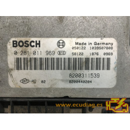 ECU BOSCH EDC15C13-6.1 0281011969 RENAULT LAGUNA II 1.9 DCI 120HP 8200311539 8200440204 - SW 1037374460 8200513466 - VIRGIN