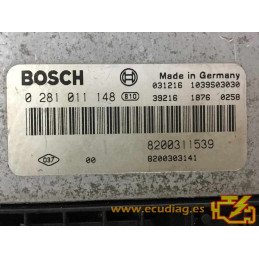 ECU BOSCH EDC15C13-6.1 0281011148 RENAULT LAGUNA II 1.9 DCI 120CV 8200311539 8200303141 - SW 1037368934 8200369712 - VIRGEN