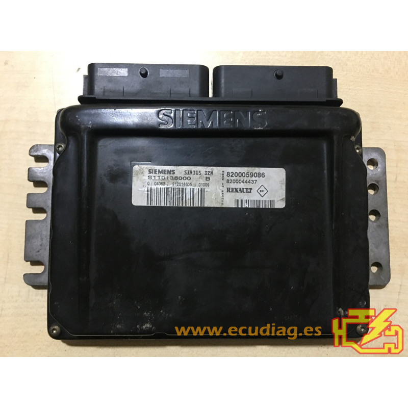 ECU SIEMENS SIRIUS 32N S110138000B RENAULT CLIO II 1.2i 58HP 8200059086 8200044437 - SW 8200064017 - WITH DISABLED IMMOBILIZER