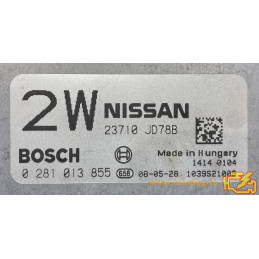 ECU MOTOR BOSCH EDC16CP33-6.7 0281013855 NISSAN QASHQAI I (J10) 2.0 DCI 110KW 150CV 23710JD78B 2W - SW 1037395292 23710JD29A