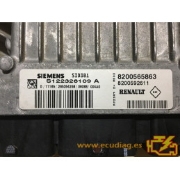 ECU SIEMENS SID301 S122326109A RENAULT SCENIC II 1.5 DCI 105CV 8200565863 8200592611 -  SW 8200858852 - VIRGEN - AUTOCODIFICABLE