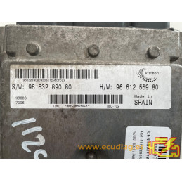 ECU MOTOR VISTEON DCU-102 PSA HW 9661256980 SW 9663289080 - CON INMOVILIZADOR ANULADO (INMO / IMMO OFF)