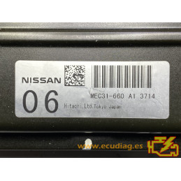 ECU MOTOR HITACHI NISSAN 350Z (Z33) 3.5i 206KW 280CV MEC31-660 A1 3714 06 - CON INMOVILIZADOR ANULADO (INMO / IMMO OFF)