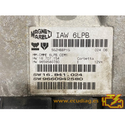 ECU MOTOR MAGNETI MARELLI IAW 6LPB HW 16.707.154 SW 16.841.024 PSA HW 9659580780 SW 9660942580 - CON INMOVILIZADOR ANULADO