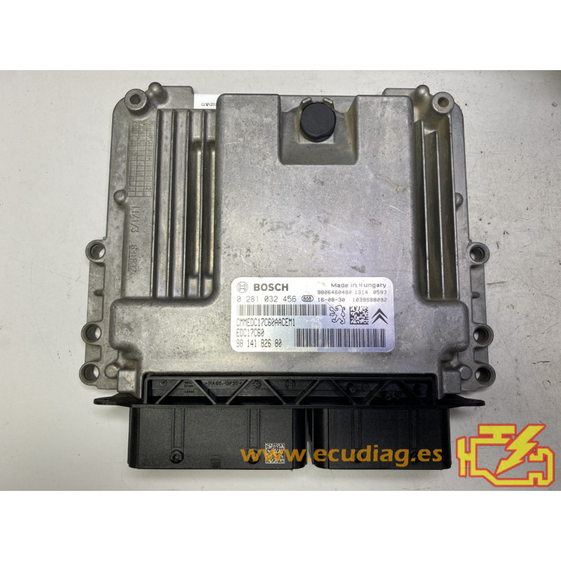 ECU BOSCH EDC17C60-3.10 0281032456 PEUGEOT 208 1.6 HDI 73KW 100HP 9814182680 - WITH DISABLED IMMOBILIZER (IMMO OFF)