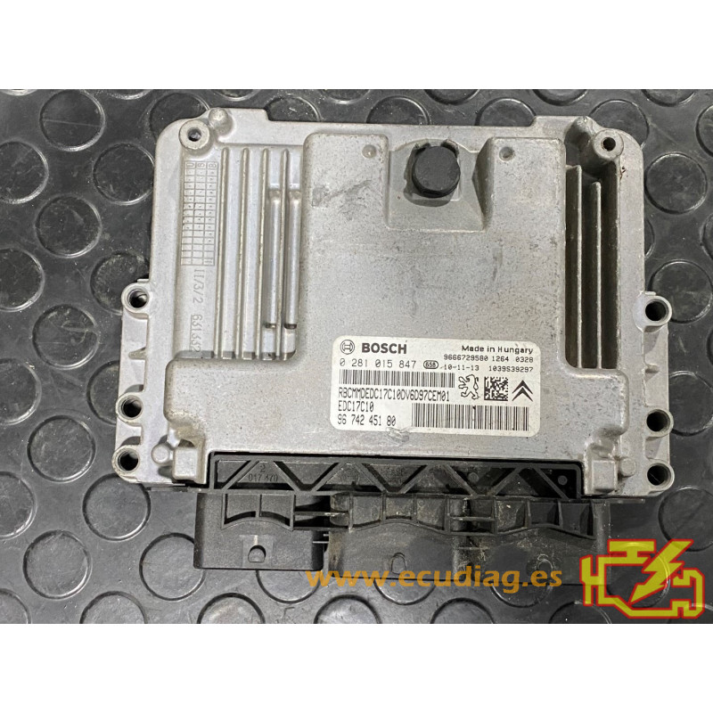 ECU BOSCH EDC17C10-5.10 0281015847 PEUGEOT 207 I (A7) 1.6 HDI 68KW 92CV 9674245180 - WITH DISABLED IMMOBILIZER (IMMO OFF) ECU BOSCH EDC17C10-5.10 0281015847 PEUGEOT 207 I (A7) 1.6 HDI 68KW 92CV 9674245180 - WITH DISABLED IMMOBILIZER (IMMO OFF)