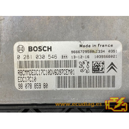 ECU BOSCH EDC17C10-5.10 0281030546 CITROEN BERLINGO 1.6 HDI 92CV 9607885980 SW 1037537093 9691598080 - CON INMOVILIZADOR ANULADO