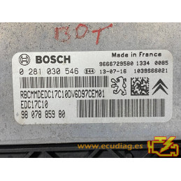 ECU BOSCH EDC17C10-5.10 0281030546 CITROEN BERLINGO 1.6 HDI 92CV 9607885980 SW 1037537093 9691598080 - CON INMOVILIZADOR ANULADO