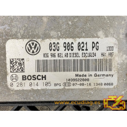 BOSCH EDC16U34-3.42 0281014105 SEAT ALTEA 1.9 TDI 105HP 03G906021AB SW 1037391873 03G906021PG 2009 - WITH DISABLED IMMOBILIZER