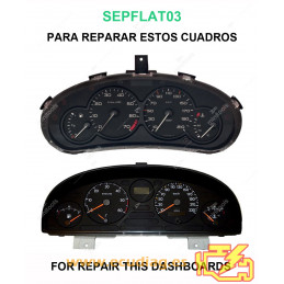 MINITOOLS SEPFLAT03 - DASHBOARD FLAT DISPLAY PEUGEOT 206/806, FIAT ULYSSE, LANCIA ZETA, CITROEN EVASION - 12,5x54,5mm / 18 PINS