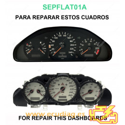 MINITOOLS SEPFLAT01A - DASHBOARD TEMP. DISPLAY FLAT MERCEDES W202, S202, A208, C208, W210, S210, R170 - 46x22,5mm / 12 PINS