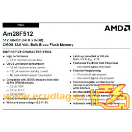 FLASH MEMORY AMD AM28F512-120JC (512 Kbit - 64K x 8-Bit) PLCC 32