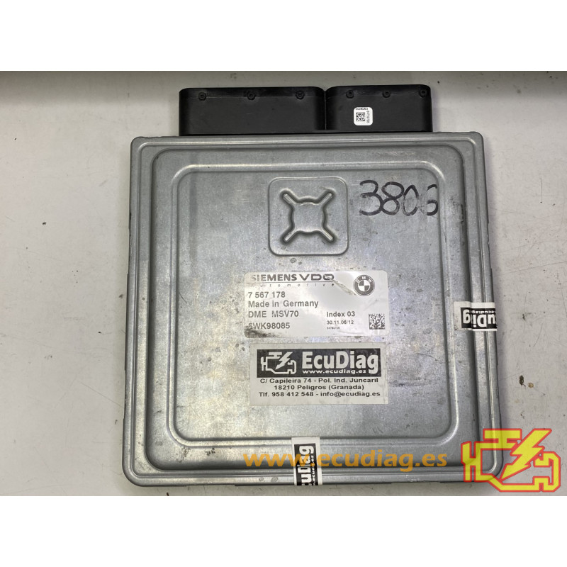 ENGINE ECU SIEMENS VDO DME MSV70 5WK98085 BMW E90 330i V 3.0i 190KW 258HP 7567178 SW 7568984