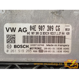 ENGINE ECU BOSCH MED17.1.27 0261S19265 VW PASSAT V (3C) 1.4 TSI 156HP HYBRID 218HP 04E907309CG / SW 04E906024G 9819 - 10SW052187