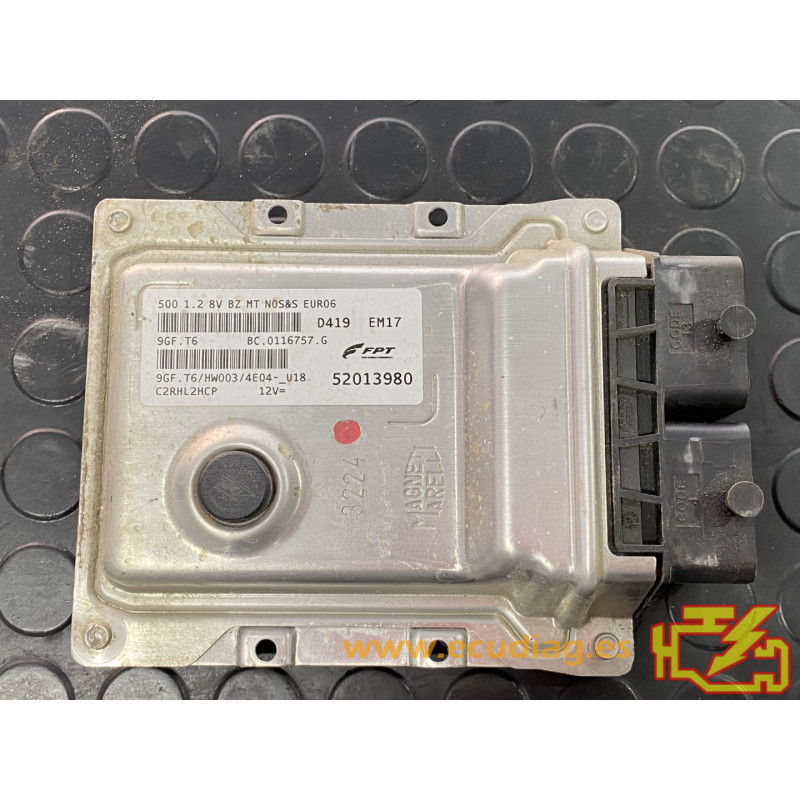 ENGINE ECU MAGNETI MARELLI 9GF.T6 BC.0116757.G FIAT 500 II 1.2i 69HP 52013980