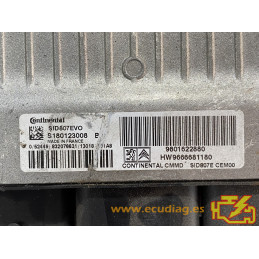 ECU MOTOR CONTINENTAL SID807EVO S180123008B CITROEN C4 II (B71) 1.6 HDI 115CV HW 9666681180 SW 9801622880