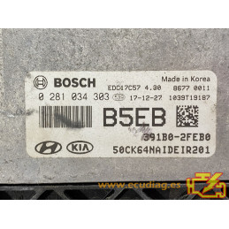 ECU MOTOR BOSCH EDC17C57-4.30 0281034303 KIA STINGER I 2.2 CRDI 200CV 391B0-2FEB0