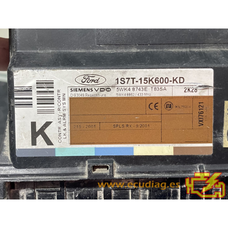 CONFORT BODY ECU SIEMENS VDO 5WK48743E FORD FOCUS I 1S7T-15K600-KD