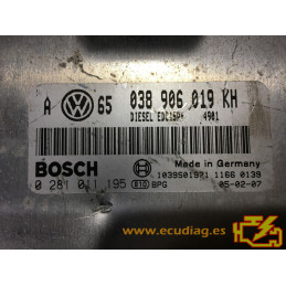 ECU MOTOR BOSCH EDC15P+22.3.2 0281011195 VOLKSWAGEN GOLF IV (1J) 1.9 TDI 74KW 100CV 038906019KH - CON INMOVILIZADOR ANULADO